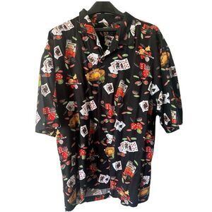 Chiliwear Men's button down casino shirt! Vegas theme XL.